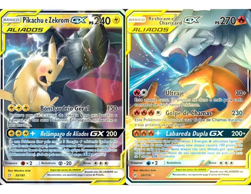 Carta de pokémon TCG - Original COPAG - Reshiram e Charizard-GX (20/214)  ULTRA RARA