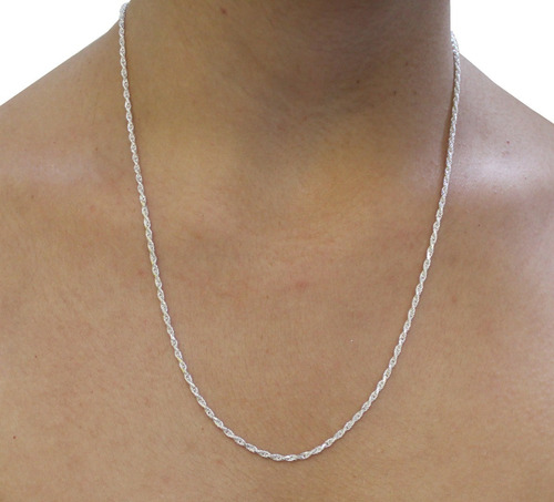 Imagen 7 de 10 de Cadena Plata 925 Torzal 50 Cm Diamantada Hombre Mujer Agálea