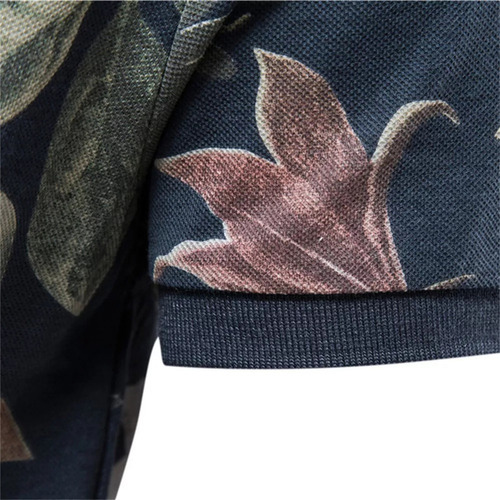 Camisa Polo Masculina Casual Com Estampa Floral Com Estampa