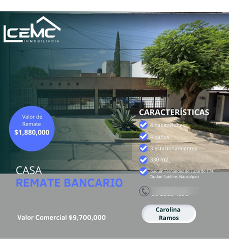 Casa En Venta En Remate Bancario En Ciudad Satelite, Naucalpan