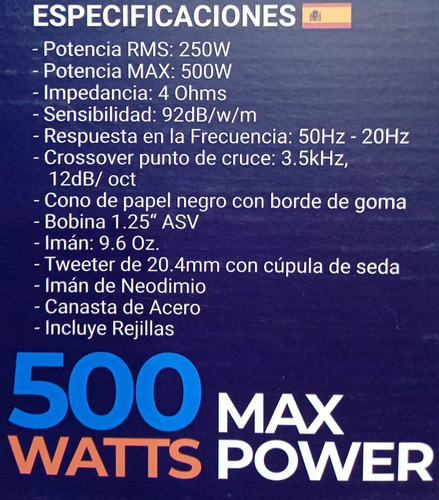 Set De Medios 6.5 Plg Audio Labs Adl-65.2c Hi-fi 500w 2vias
