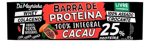 2 Barra Energéticas Cacao 2x15g 25% Proteína Da Magrinha Chocolate