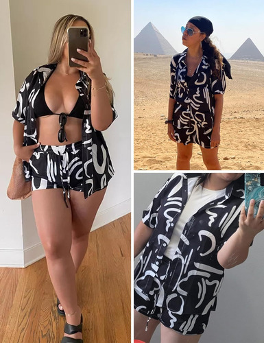 Conjunto De 2 Piezas Para Mujer Camisas Y Pantalones Cortos