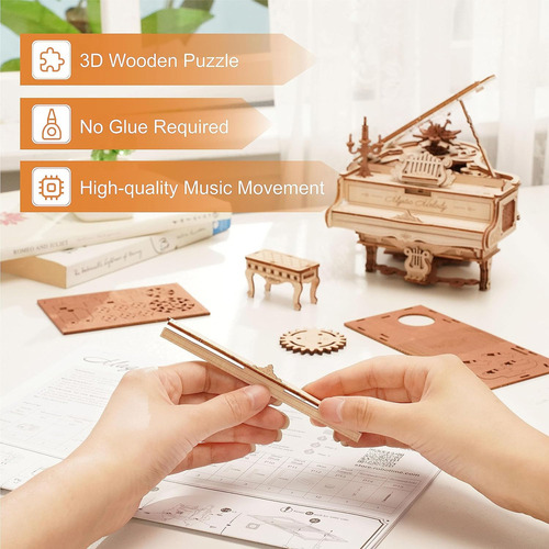 Kits De Modelos De Piano Mágico De Madeira Com Quebra-cabeça