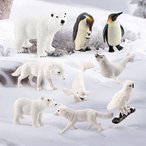 Modelos De Animales Del Ártico De Pvc Realistas 9 Piezas