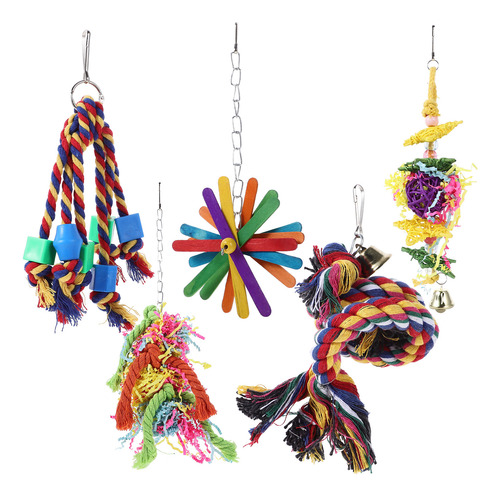 Cuerda Para Pájaros Parrot Toy Con Campana, Colorida, Para M