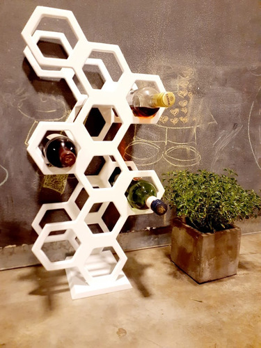 Bodega Hexagonal Moderna Laqueada Para Vinos 