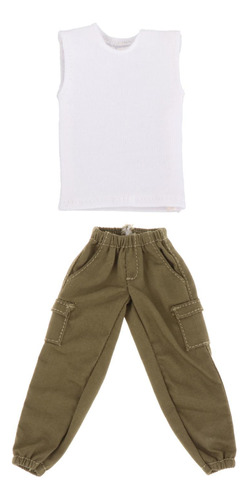 1/12 Figura Masculina Pantalones Cargo Y Camiseta Sin Blanco