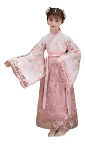 Vestido De Estilo Chino Hanfu Bordado Para Niñas