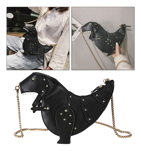 Mujeres Lindo Dinosaurio 3d Bandolera Remache Chic Cadena