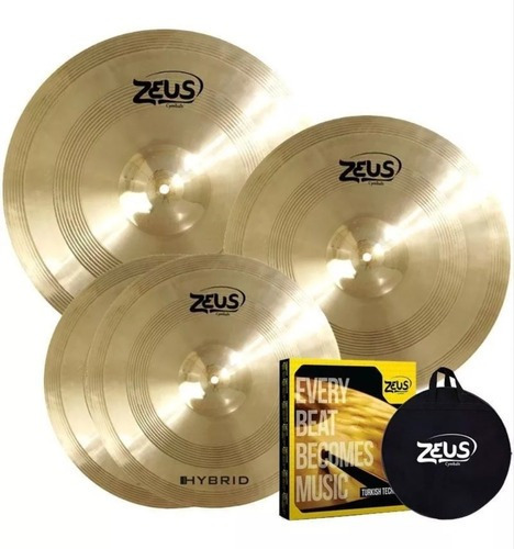 Kit De Pratos Zeus Bateria Hybrid Series Set C 14 16 20 Bag