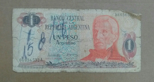 Billete 1 Peso Argentino / 1980