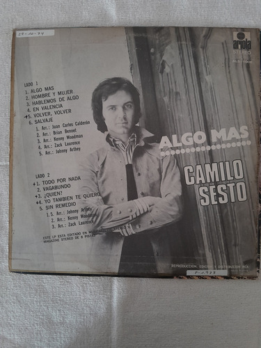 Disco Vinilo Camilo Sesto Algo Más Edición 1973 (Usado)
