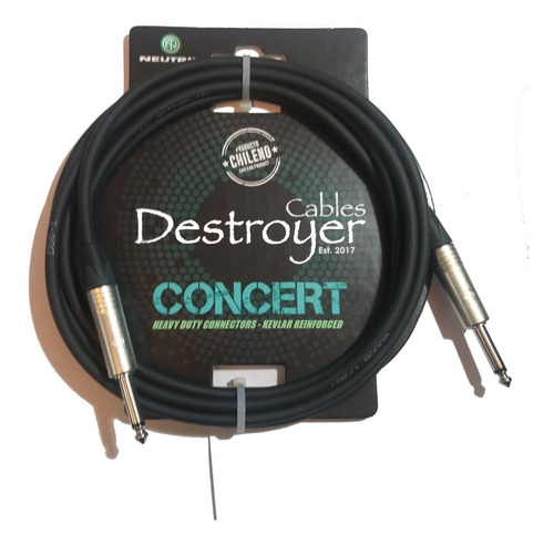 Imagen 1 de 1 de Cable Inst. Destroyer Concert 3mt Conectores Neutrik Rectos