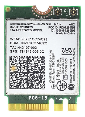 Tarjeta De Red Inalámbrica 7260ac 7260ngw 1200m Gigabit De D