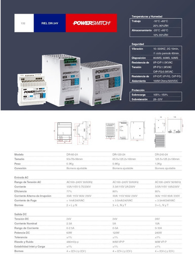 Imagen 5 de 10 de Fuente De Alimentación 24v 120w 5a Para Riel Din Switching