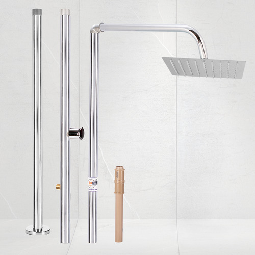 Ducha Beluga Quadrada Inox Externa - C40 Prateado