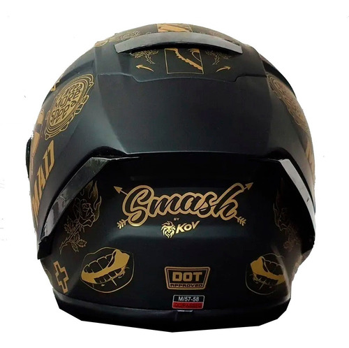Imagen 4 de 7 de Casco Para Moto Kov Aircut Smash Oro Negro Mica Humo