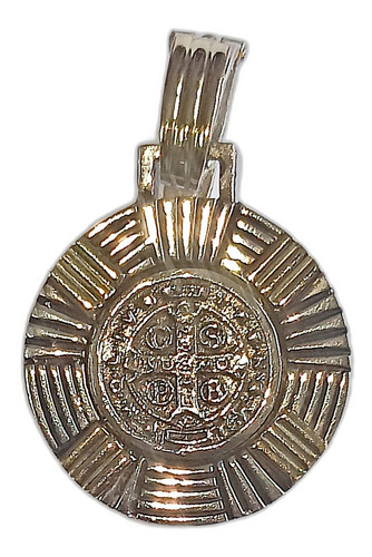 Medalla De Plata 925 Y Oro 18k Con El San Benito 2,8 Cm