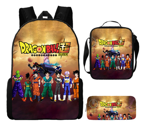 Mochila Dragon Ball Bolsa De Almuerzo De Tres Piezas Estuche For Bolígrafos