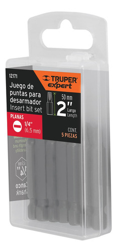 Puntas Planas 1/4´ Maquinado Zanco 1/4´ Acero S2 5pz 12171