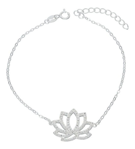 Pulsera Flor De Loto Plata 925 Mujer Joya Juvenil 