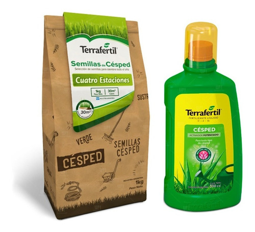 Semillas Césped 4 Estaciones Terrafertil 1k Con Fertilizante