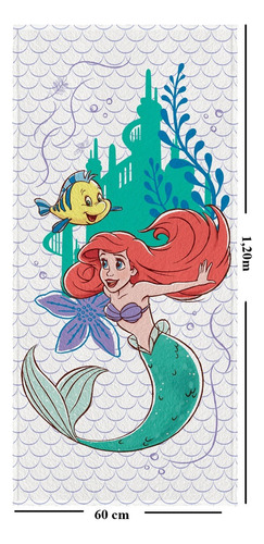 Toalha De Banho Infantil Felpuda Piscina Praia Personagens Ariel