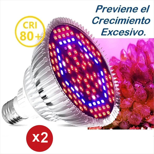 Imagen 3 de 6 de Pack 2 Ampolletas Led Cultivo 100% Aluminio 78 Smd Led, 1m2