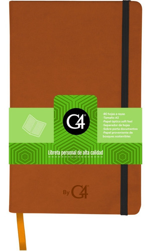 Libreta Cuaderno Clásico Pasta Dura 80 Hojas Raya G4  Skin Color Miel