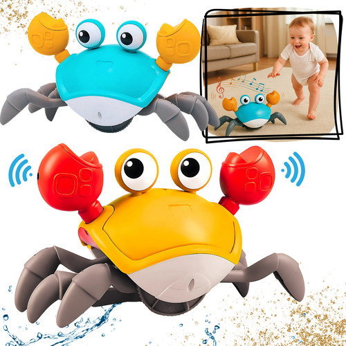 Caranguejo Fujão Mini Robô Se Move Interativo Infantil Brinquedo Musical Led