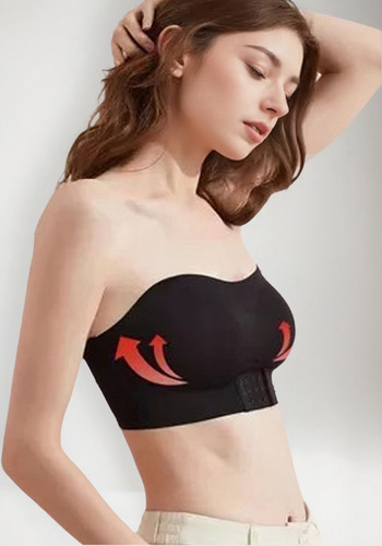 Sujetador Cómodo Para Mujer En Negro, Transpirable, Sin Tira