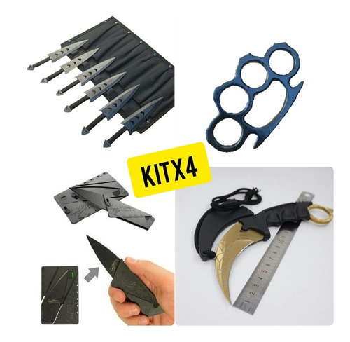 Cuchillo Karambit  + 6 Kunais + Navaja Tarjeta + Piña  