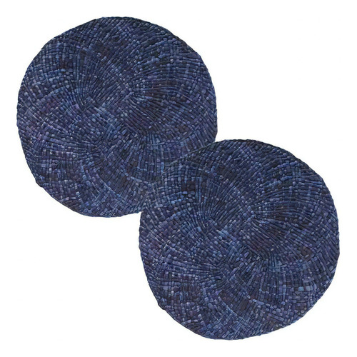 Set 2 Manteles Individuales Fibra De Maiz Casa Crown Baccara Color Azul