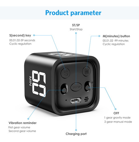 Temporizador Digital Plegable Con Sensor De Gravedad Para Es