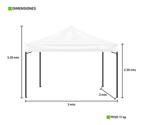 Imagen 4 de 10 de Toldo Carpa Plegable Reforzado 3x3 Impermeable Eventos