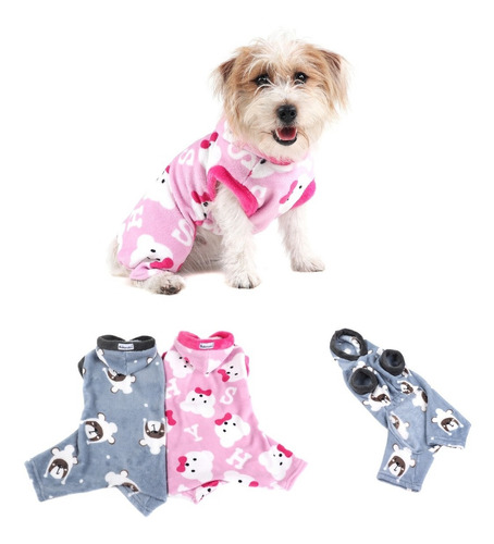 Roupa Pijama Macacão Fleece Pet Macio Cachorro Médio