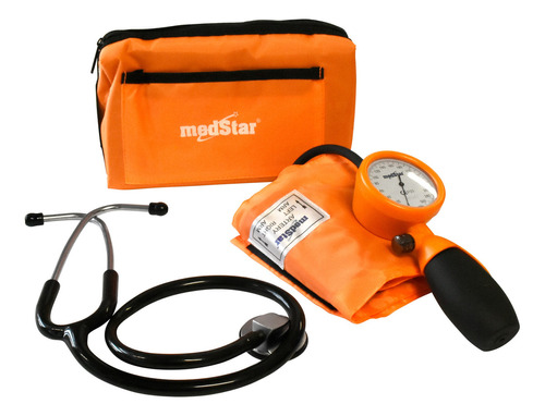 Baumanómetro Aneroide Medstar Platinum Kit Estetoscopio Lujo Color Naranja