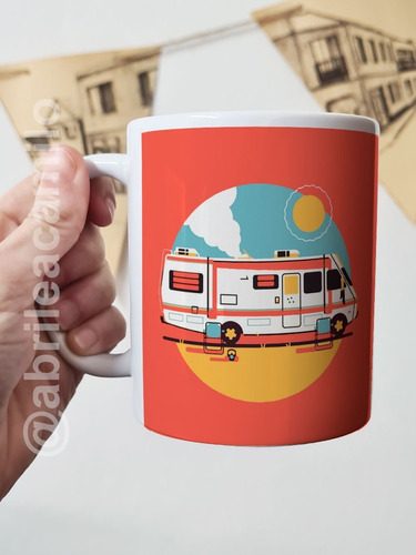 Taza Breaking Bad Motorhome Naranja Cerámica Importada Orca