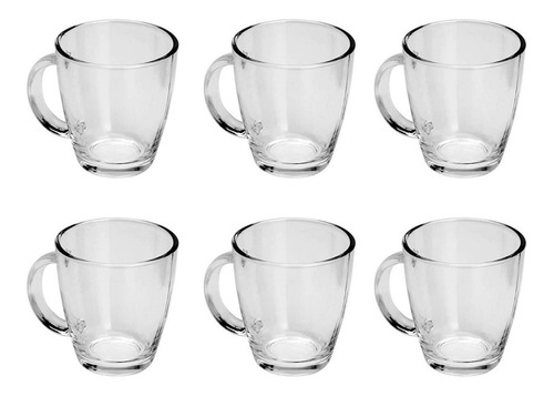 6 Canecas De Chá Vidro Nespresso Dolce Gus Pisa 370 Ml Lyor