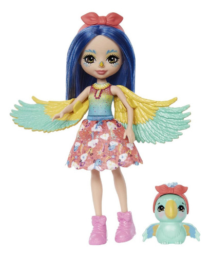Muñeca Enchantimals City Tails Prita Parakeet + Mascota