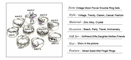 Anillos Midi Ring Set Combo Accesorios Femeninos Moda Mujer