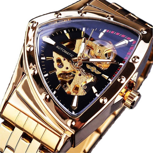 Relojes Mecánicos Triangulares Dorados De Lujo Para Hombre Color Del Fondo Oro/negro