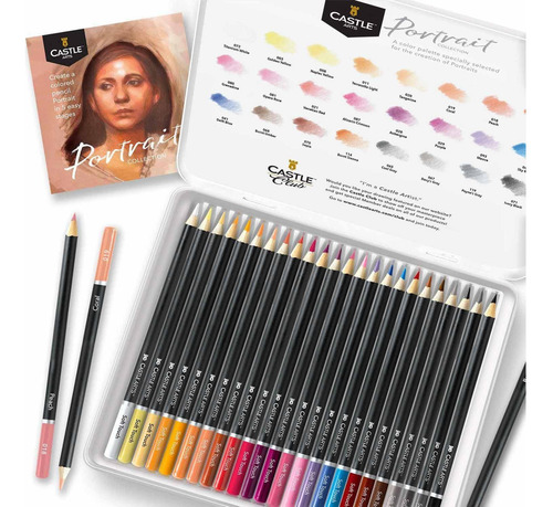 Conjunto De 24 Lápices De Colores Castle Arts Retrato