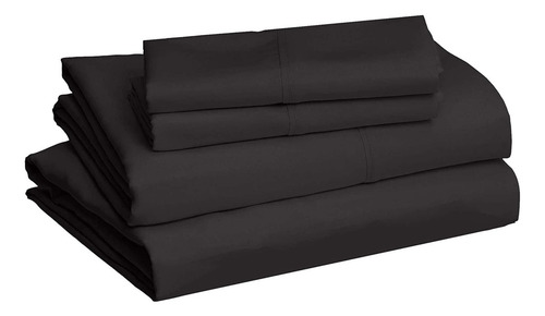 Juego Sábanas Negro Microfibra Doble Unicolor Diseño de la tela Liso