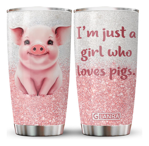 Glanra Vaso Lindo Cerdo 20 Onza I'm Just Girl Who Love Pigs