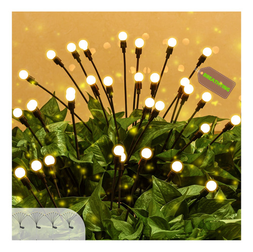 Paquete De 4 Luces Solares De Luciernaga Para Jardin, 8 Led,