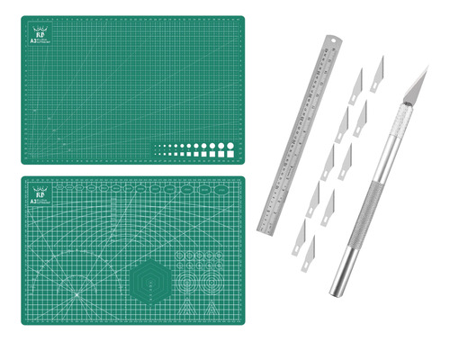 Combo Base Corte A3 45x30cm + Cutter Bisturí + Regla 40cm Rd