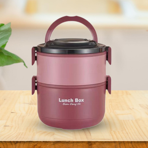 Fiambrera Para Adultos, Contenedor De Almuerzo Rojo 2 Capas
