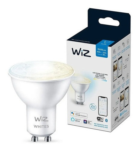 Imagen 4 de 7 de Foco Inteligente Led Wifi Wiz Cálido/frío 4.9w Gu10 X2 Uds